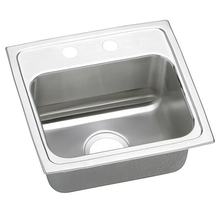Kitchen Sink Lustertone Classic 17 x 16 Inch Single Bowl 2 Hole ADA Lustrous Satin Drop-In Rectangle Drain Location Center Depth 6 Inch Quick Clip Mounting System Bottom Only Pads - Frankwebs