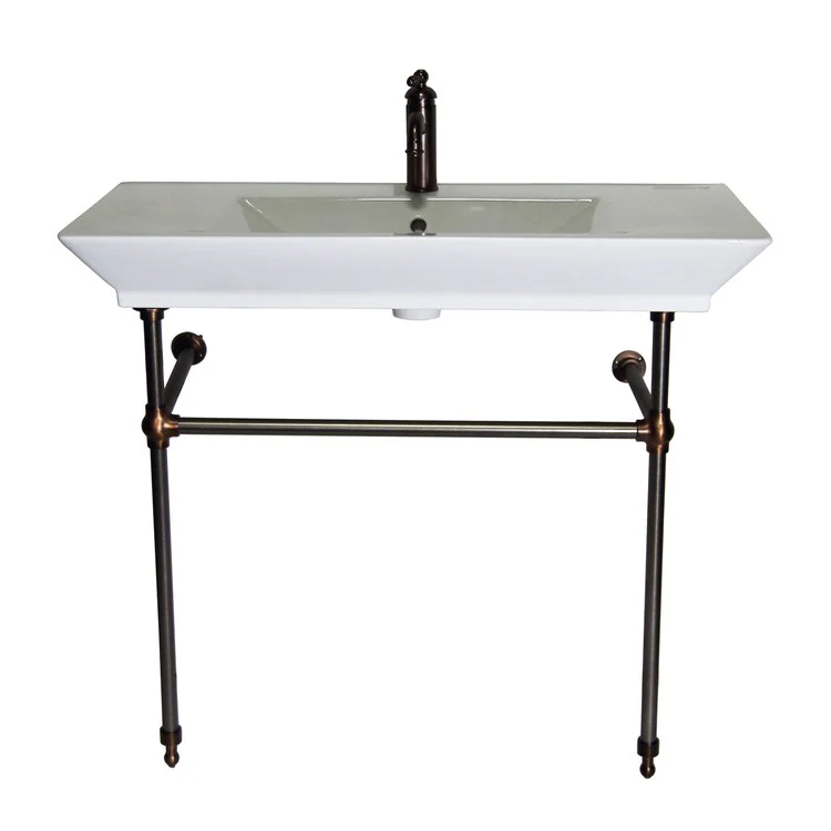 Console Sink Opulence His 39-1/2 Inch Rectangle White/Polished Brass 1 Hole - Frankwebs