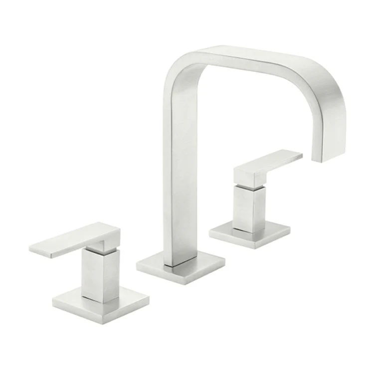 Lavatory Faucet Terra Mar Widespread 8 Inch Spread 2 Lever ADA Satin Nickel 1.2 Gallons per Minute ZeroDrain Pop Down Style Drain Completely Finished with 2-1/4 Inch Diameter Flange Spout Height 5-1/4 Inch Spout Reach 6 Inch - Frankwebs