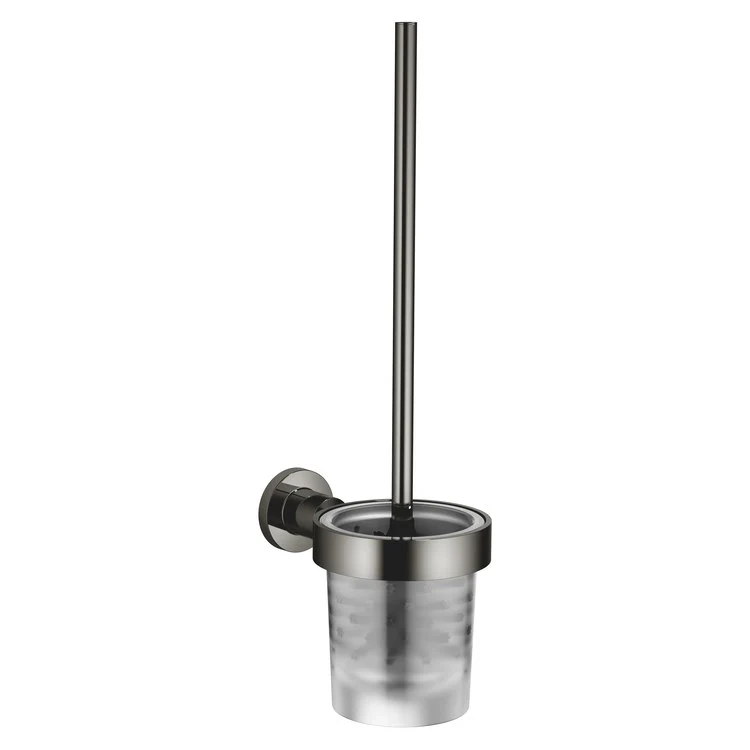 Toilet Brush Set TARA Brushed Champagne Frosted Glass Brush Holder Wall Mount - Frankwebs
