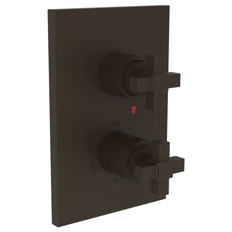 Thermostatic Trim Malvina Rectangular Plate 2 Cross Flat Black ADA for Luxtherm 1/2 Inch Rough Valve Face Plate Diverter and Temperature-Adjust Handles Brass - Frankwebs