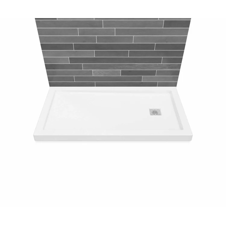 Shower Base B3 Wall Mounted Square Drain White 60 x 30 Inch Acrylic Left Hand - Frankwebs