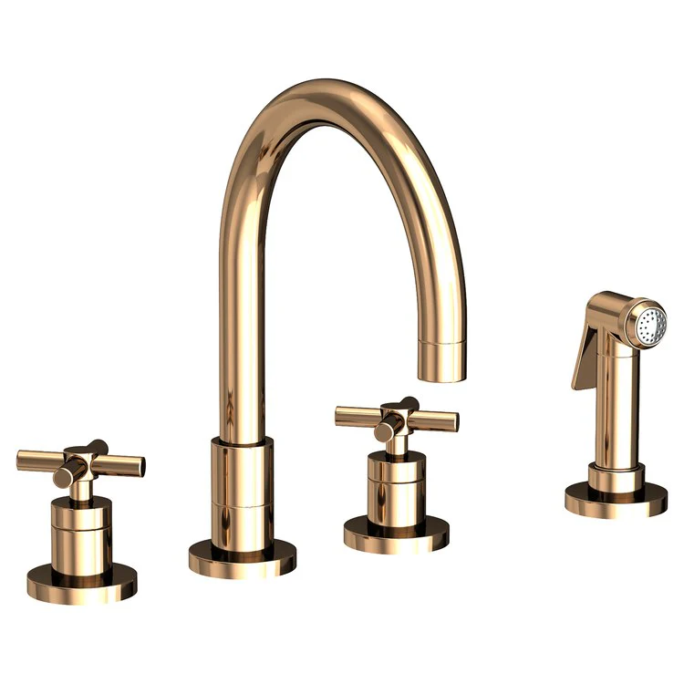 Kitchen Faucet East Linear 8 to 20 Inch Spread 2 Cross ADA Satin Brass PVD Pull Out Sidespray Spout Height 5-5/7 Inch Spout Reach 7-7/8 Inch 1.8 Gallons per Minute - Frankwebs