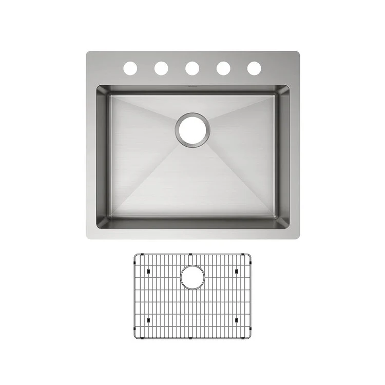 Kitchen Sink Crosstown 25 x 22 Inch Single Bowl 5 Hole ADA Polished Satin Drop-In Undermount Rectangle Drain Location Rear Center Depth 6 Inch Sound Guard - Frankwebs
