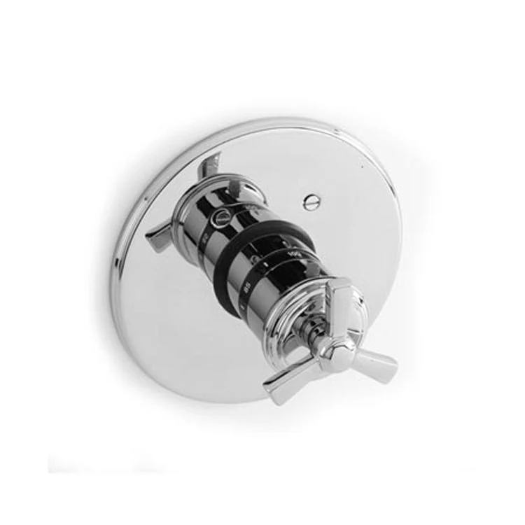 Thermostatic Trim Miro Round Plate 1 Cross Polished Brass Uncoated Living ADA for Rough Valve 1-540 Face Plate and Temperature-Adjust Handle Brass - Frankwebs