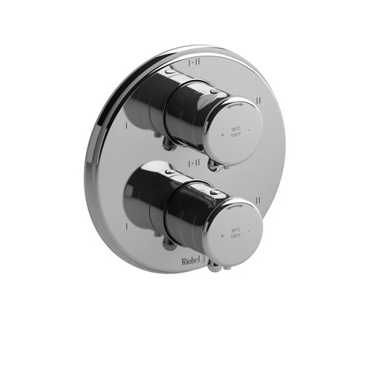 Thermostatic and Pressure Balance Valve Trim Retro 3/4 Inch Round 4-Way 6 Function 2 Lever Chrome Brass - Frankwebs