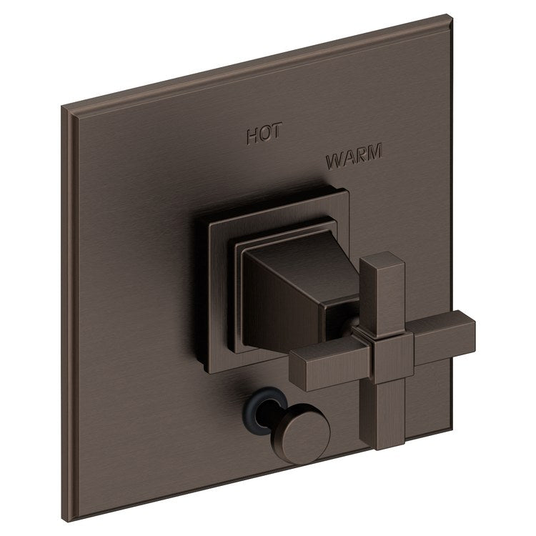 Pressure Balance Valve Trim Malvina Square with Diverter 1 Cross Aged Brass ADA Depth 4 Inch - Frankwebs