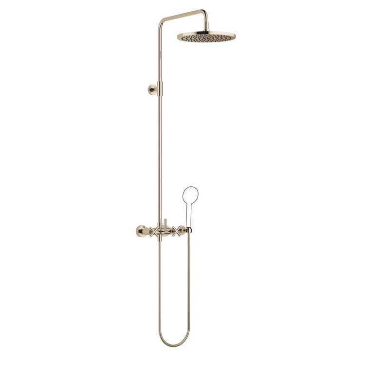 Shower Set TARA Exposed with Mixer Less Handshower 3 Cross/Lever Champagne 1.8 Gallons per Minute - Frankwebs