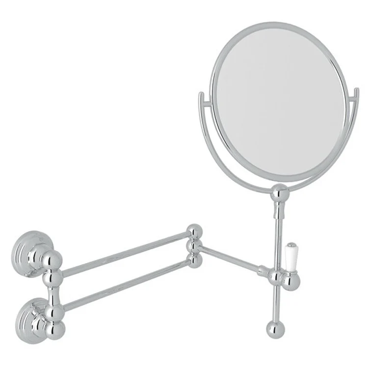 Shaving/Make Up Mirror Edwardian 6-7/8 Inch Satin Nickel Wall Mount Swivel 3X Magnification On One Side Round Brass/Glass - Frankwebs