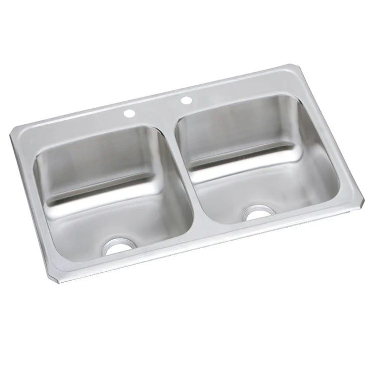 Kitchen Sink Celebrity 43 x 22 Inch Double Bowl Equal 2 Hole Brushed Satin Drop-In - Frankwebs