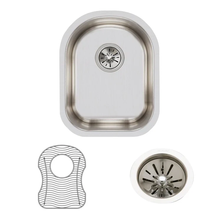 Kitchen Sink Lustertone Classic 14 x 17.5 Inch Single Bowl Kit Lustrous Satin Undermount Drain Location Rear Center - Frankwebs
