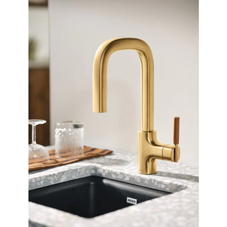 Bar Faucet Tenon 1 Lever ADA CALGreen Brushed Gold PowerBoost 1.5 Gallons per Minute - Frankwebs