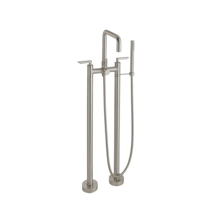 Tub Filler Bolsa Contemporary Floor Mount with Handshower 7 Inch Spread 3 Series 45 Lever ADA Polished Chrome 2 Hole - Frankwebs
