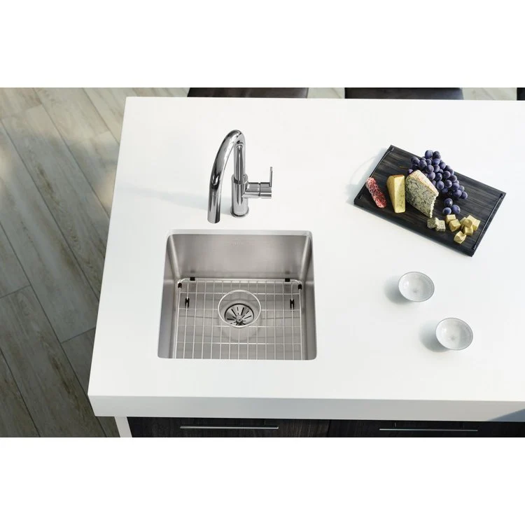 Sink Kit Lustertone Iconix Perfect Drain 18.5 x 18.5 Inch Single Bowl Luminous Satin One EBG1414 Bottom Grid One LKPD1 Perfect Drain and Strainer - Frankwebs