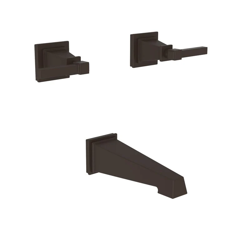 Tub Filler Trim Malvina Wall Mount 2 Lever Polished Chrome ADA 7-7/8 Inch Spread - Frankwebs