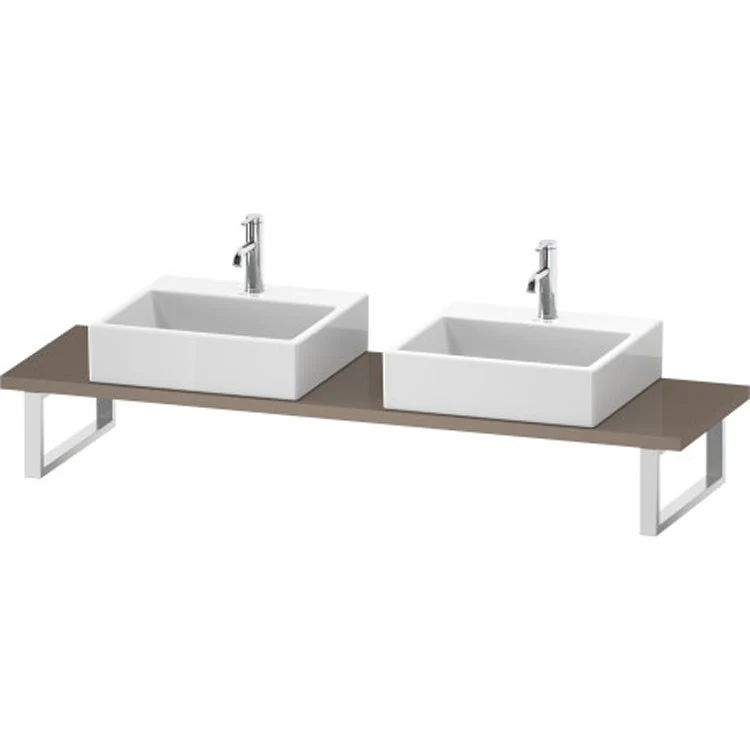 Lavatory Console L-Cube Cappuccino High Gloss Double Basin Compact 31-1/2 x 18-7/8 Inch Ceramic 1-1/8 Inch - Frankwebs