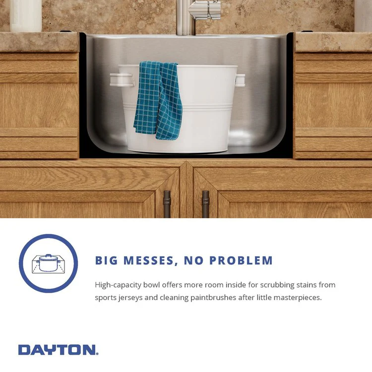 Kitchen Sink Dayton 20 x 20 Inch Single Bowl Laundry 2 Hole Premium Highlighted Satin Drop-In - Frankwebs