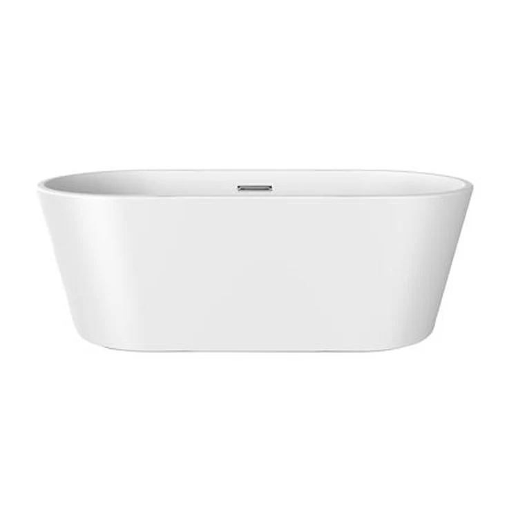 Freestanding Tub Patrick 67 Inch Oval Acrylic White/Oil Rubbed Bronze Drain and Overflow No Faucet Holes - Frankwebs