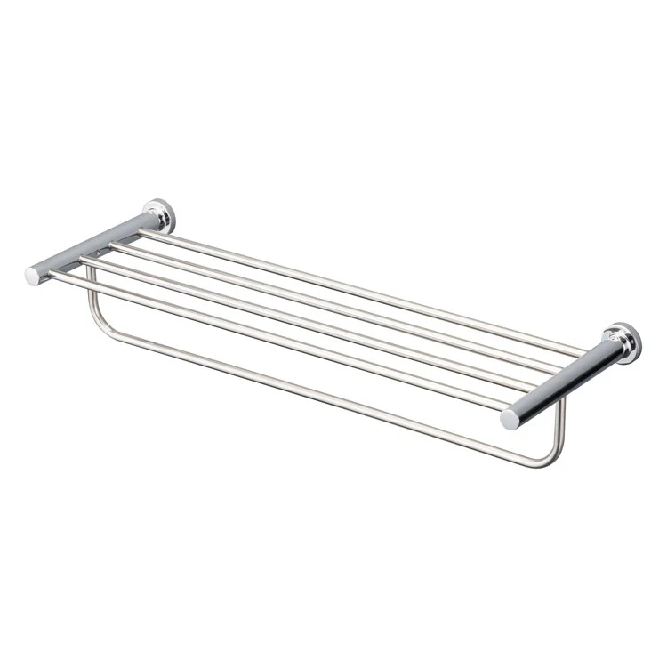Shelf L Towel Round with Hanging Bar Polished Chrome 23-5/8 Inch Metal - Frankwebs