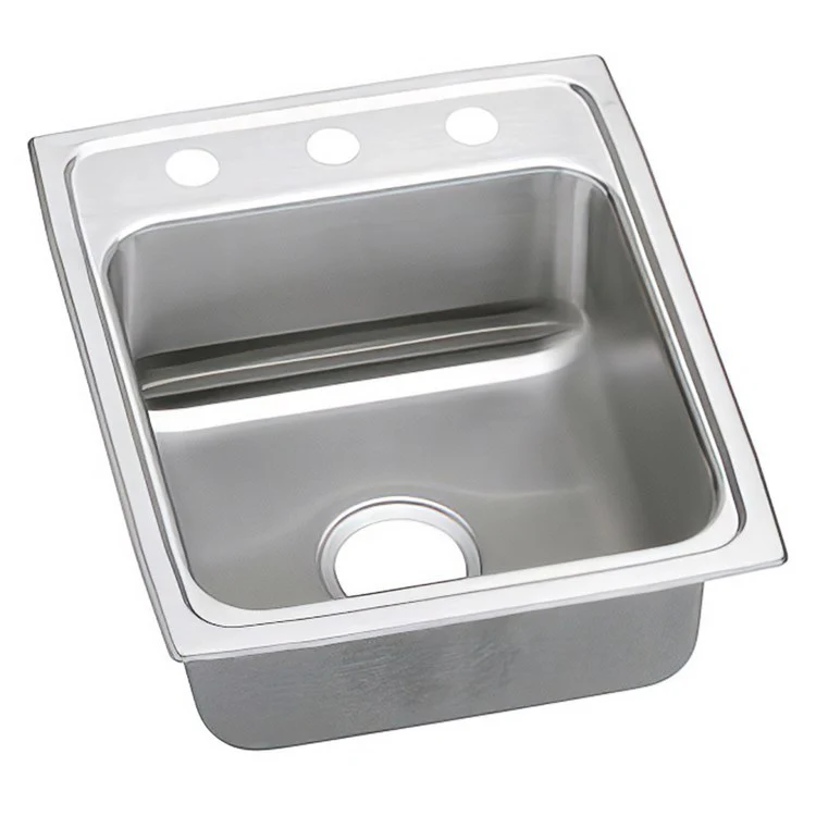 Kitchen Sink Lustertone Classic 17 x 20 Inch Single Bowl ADA Lustrous Satin Drop-In Rectangle Drain Location Rear Center Depth 5-1/2 Inch Quick Clip Mounting System Bottom Only Pads - Frankwebs