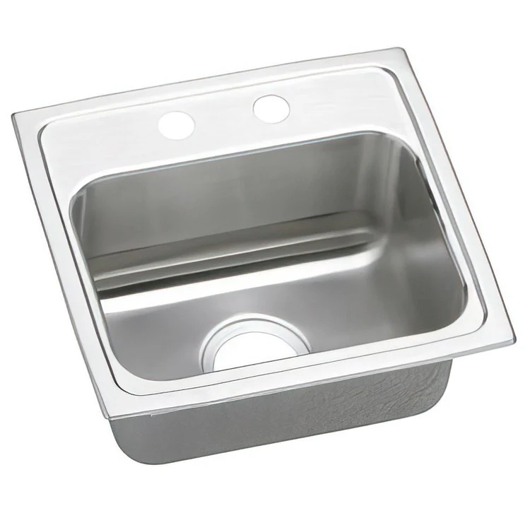 Kitchen Sink Lustertone Classic 17 x 16 Inch Single Bowl MR2 Hole ADA Lustrous Satin Drop-In Rectangle Drain Location Center Depth 6-1/2 Inch Quick Clip Mounting System Bottom Only Pads - Frankwebs