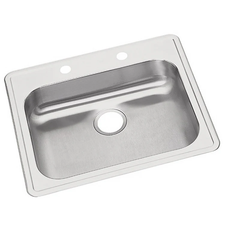 Kitchen Sink Dayton 25 x 22 Inch Single Bowl 2 Hole ADA Satin Drop-In Rectangle Drain Location Rear Center Depth 5-3/8 Inch Bottom Only Pads - Frankwebs