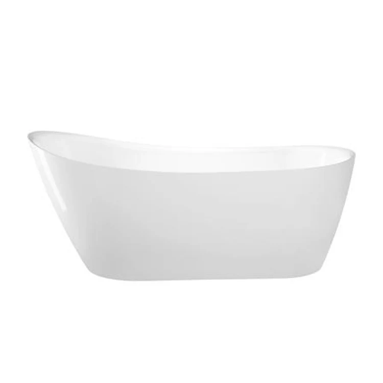 Freestanding Tub Lovina 66 Inch Slipper Oval Acrylic White/White Drain and Overflow No Faucet Holes - Frankwebs