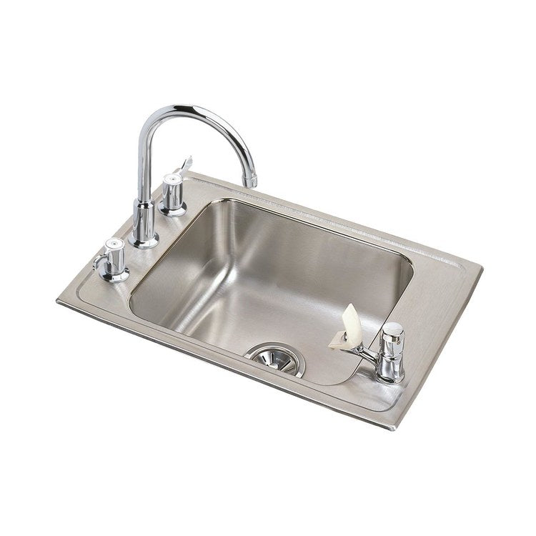 Classroom Sink Lustertone 25 x 17 x 4-1/2 Inch 4-3/8 Inch 1 Bowl ADA Kit 4 Hole Lustrous Satin Drop-In 30 Inch - Frankwebs
