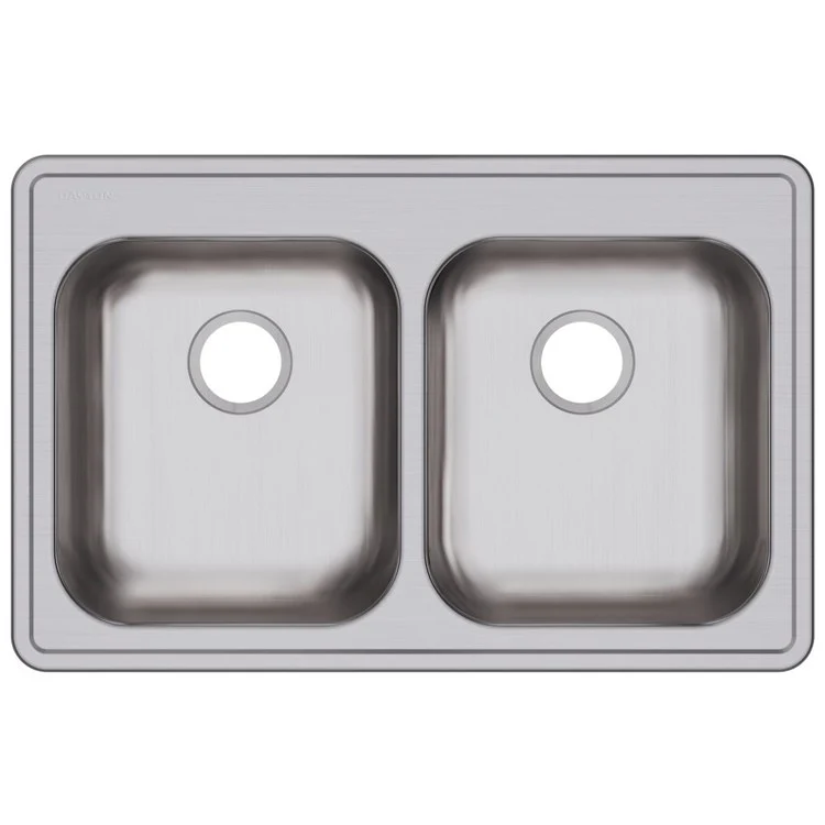 Kitchen Sink Dayton 33 x 21.25 Inch Double Bowl Equal ADA Satin Top Mount Rectangle Drain Location Rear Center Depth 5-3/8 Inch Bottom Only Pads - Frankwebs