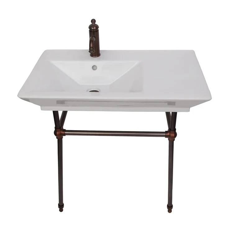 Console Sink Opulence His 31-1/2 Inch Rectangle White/Oil Rubbed Bronze 1 Hole - Frankwebs