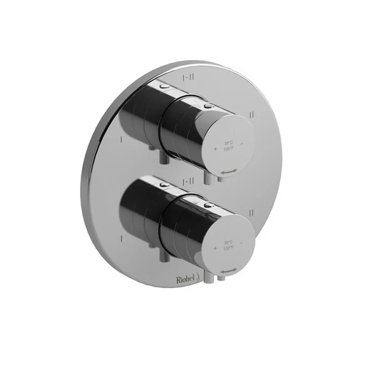 Thermostatic and Pressure Balance Valve Trim Riu 3/4 Inch Round 4-Way 6 Function 2 Lever Brushed Nickel Brass - Frankwebs
