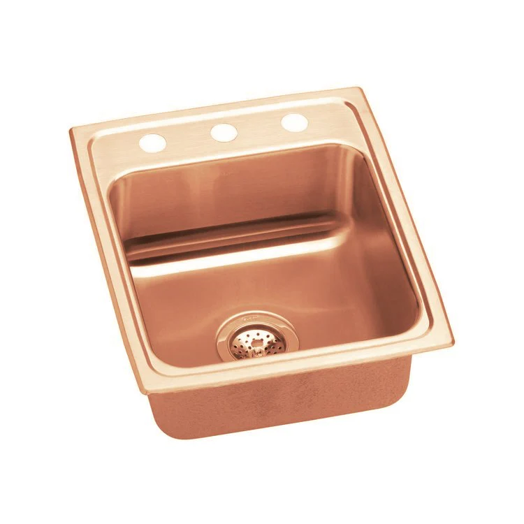 Kitchen Sink 15 x 22 Inch Single Bowl MR2 Hole ADA Copper Drop-In Rectangle Drain Location Rear Center Depth 6-1/2 Inch Full Spray Sides and Bottom - Frankwebs