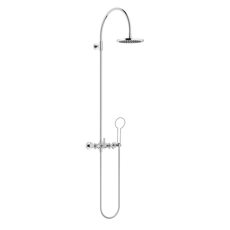 Shower Set TARA Exposed with Mixer Less Handshower 3 Cross/Lever Chrome 1.8 Gallons per Minute - Frankwebs