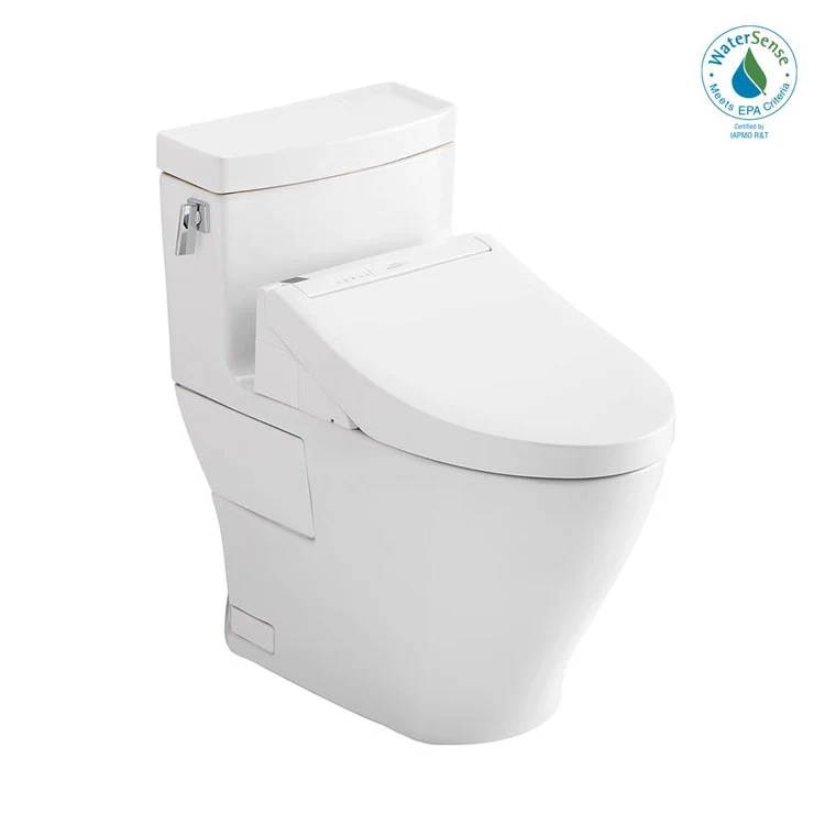 Toilet Legato 1 Pieces Universal Height Cotton Elongated ADA 27-15/16 Inch 1.28GPF 12 Inch Rough-In Tornado Left Hand Washlet+C5 - Frankwebs