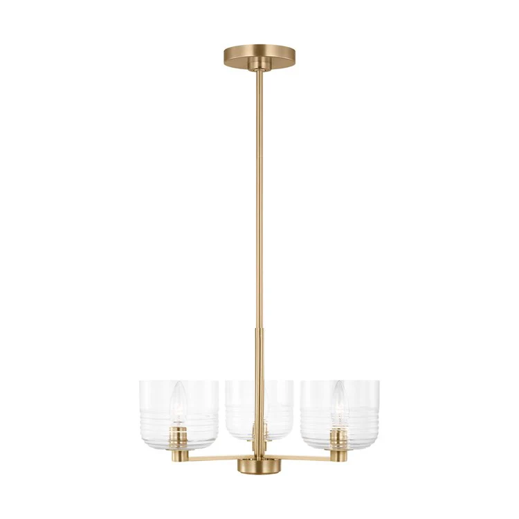 Chandelier Lochdale 1 Tier Small 3 Lamp Satin Brass Clear Ribbed Steel/Glass Title 24 - Frankwebs