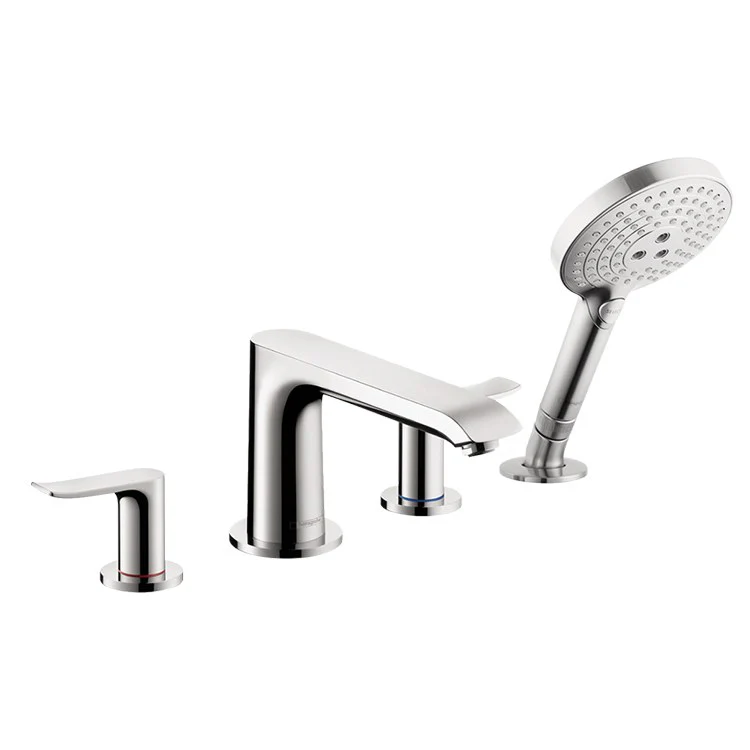 Metris Two Handle 4-Hole Roman Tub Filler Trim with Handshower - Frankwebs