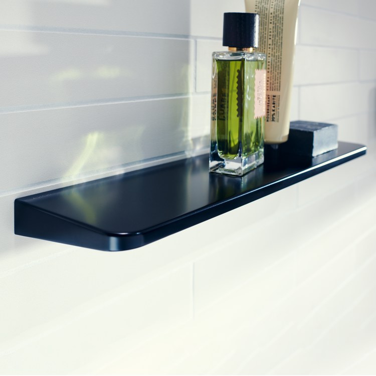 Shelf Universal Circular Wall Mount Brushed Black Chrome 16 Inch Metal - Frankwebs