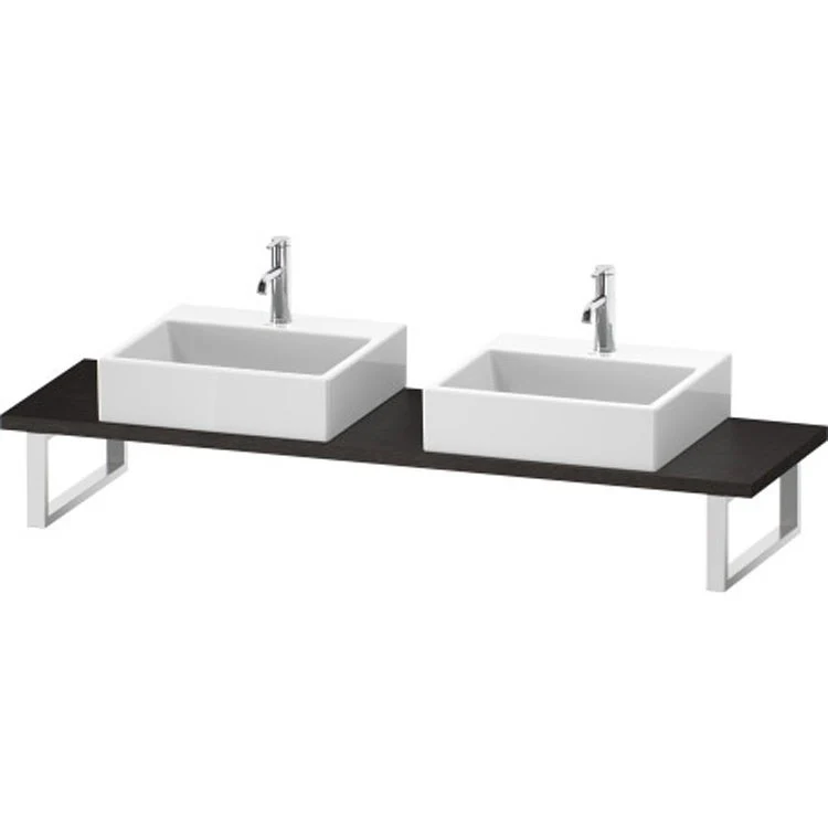 Lavatory Console L-Cube Cappuccino High Gloss Double Basin Compact 31-1/2 x 18-7/8 Inch Ceramic 1-1/8 Inch - Frankwebs
