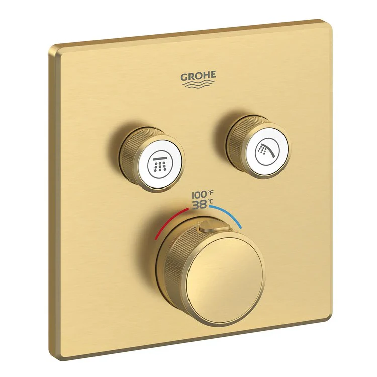 Thermostatic Valve Trim Grohtherm Dual Function Brushed Cool Sunrise - Frankwebs