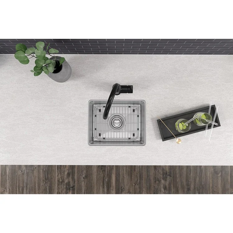 Sink Kit Crosstown Dual Mount 15 x 15 Inch Single Bowl Polished Satin Bottom Grid - Frankwebs