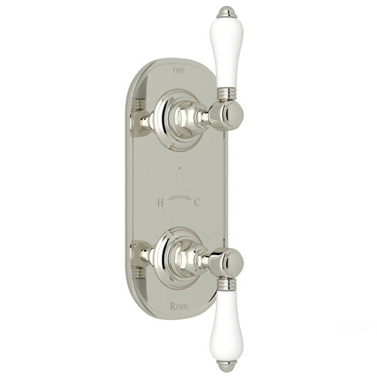 Thermostatic Trim 1/2 Inch with Diverter 2 Porcelain Lever Polished Nickel 6.7 Gallons per Minute Brass - Frankwebs