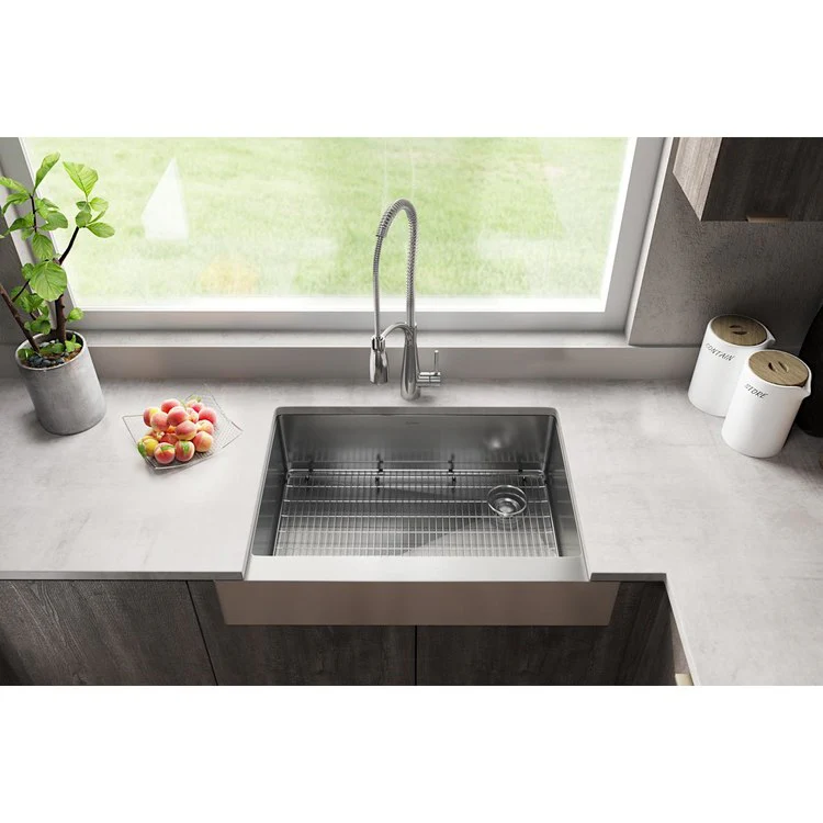 Kitchen Sink Crosstown 36 x 20.25 Inch Single Bowl Kit Polished Satin Farmhouse - Frankwebs
