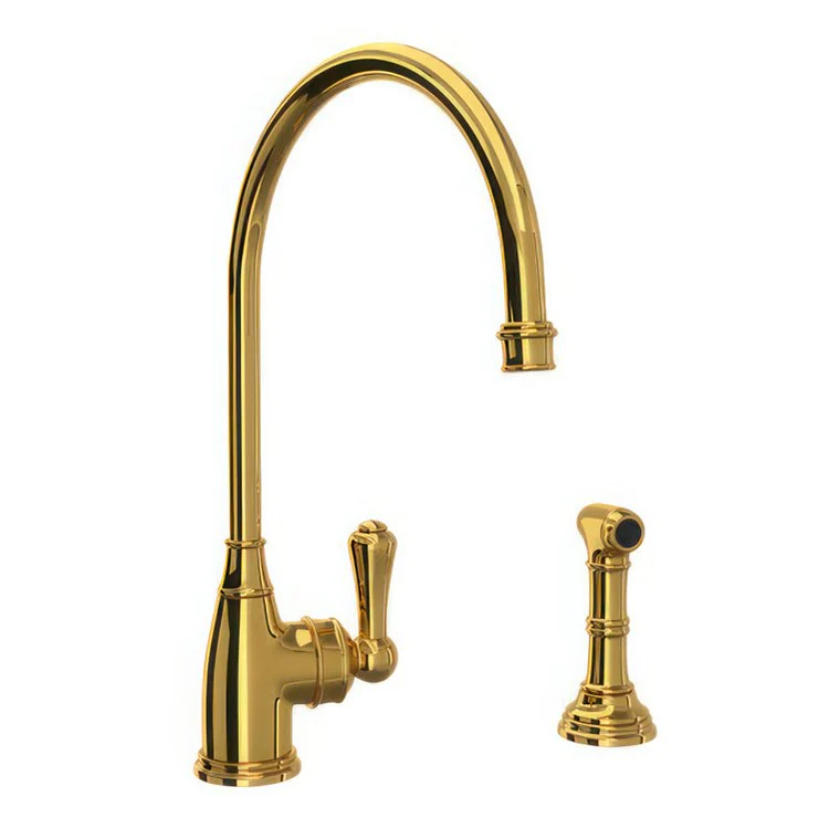 Kitchen Faucet Georgian Era 1 Lever Satin English Gold C-Spout 1.8 Gallons per Minute - Frankwebs