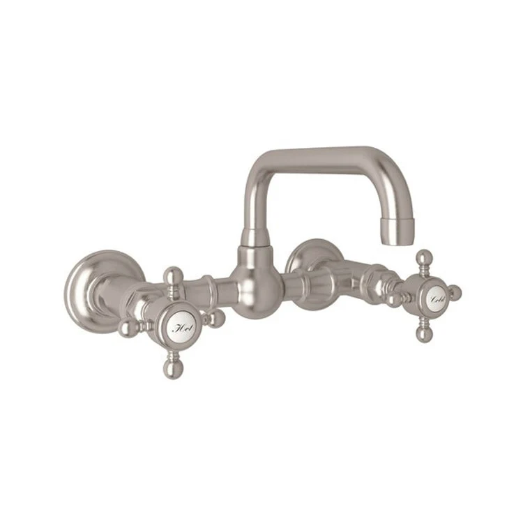 Lavatory Faucet Acqui Wall Mount 2 Cross Handle Polished Nickel 1.2 Gallons per Minute 7-1/64 Inch - Frankwebs