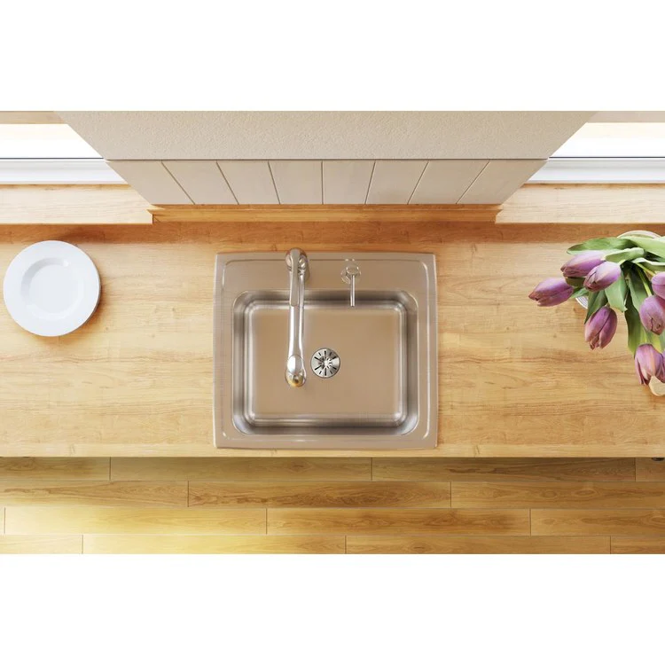 Kitchen Sink Lustertone Classic 22 x 19.5 Inch Single Bowl with Perfect Drain 3 Hole Lustrous Satin Drop-In - Frankwebs