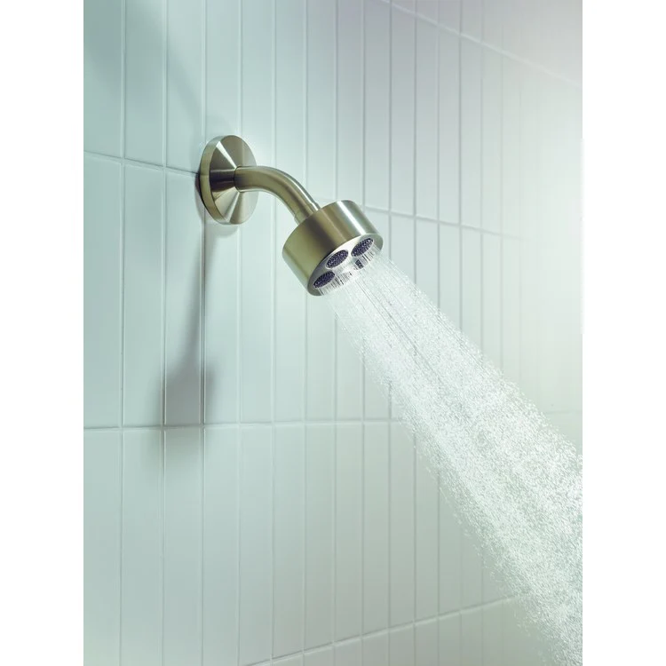 Showerhead One 75 1 Functions with Shower Arm Brushed Nickel 2-7/8 Inch 1.5 Gallons per Minute PowderRain - Frankwebs