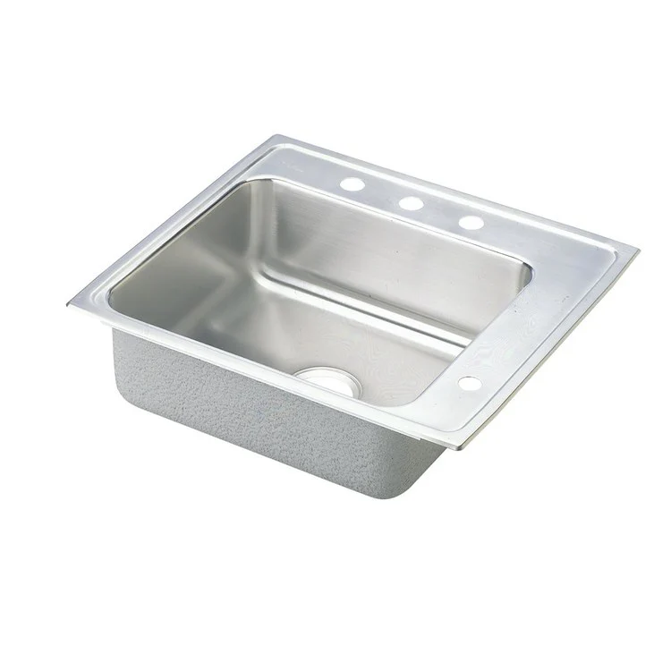 Classroom Sink Lustertone 22 x 19.5 Inch Single Bowl ADA Rectangular Right 2 Hole Lustrous Satin Drop-In Minimum Cabinet Size 27 Inch 4 Inch 18 Gauge Bottom Only Pads - Frankwebs