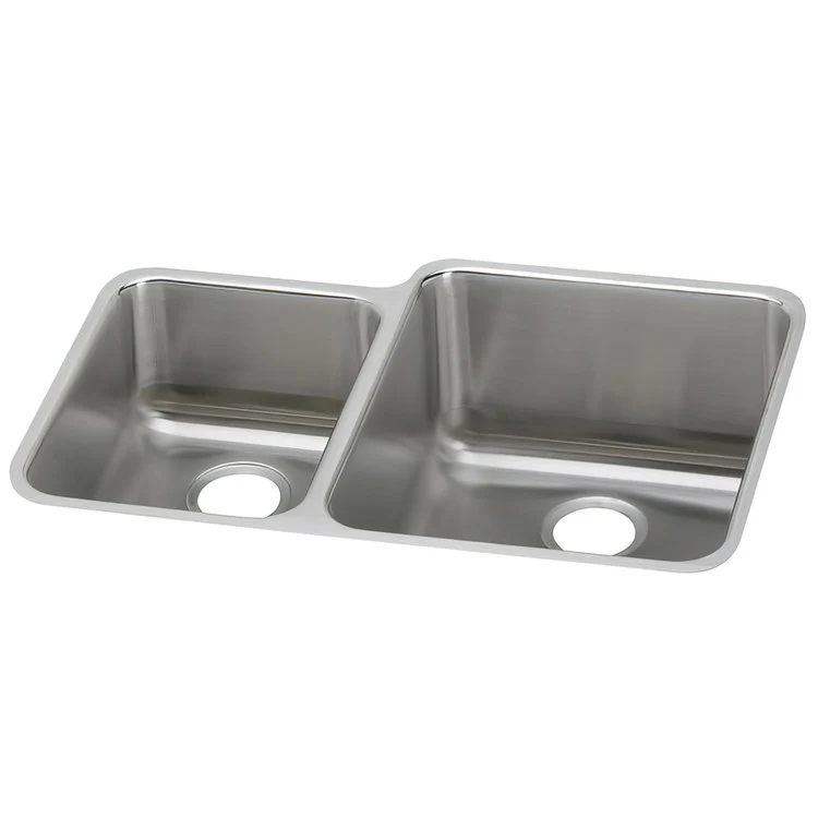 Kitchen Sink Lustertone Classic 31 x 21 Inch Double Bowl Offset 40/60 Lustrous Highlighted Satin Undermount - Frankwebs