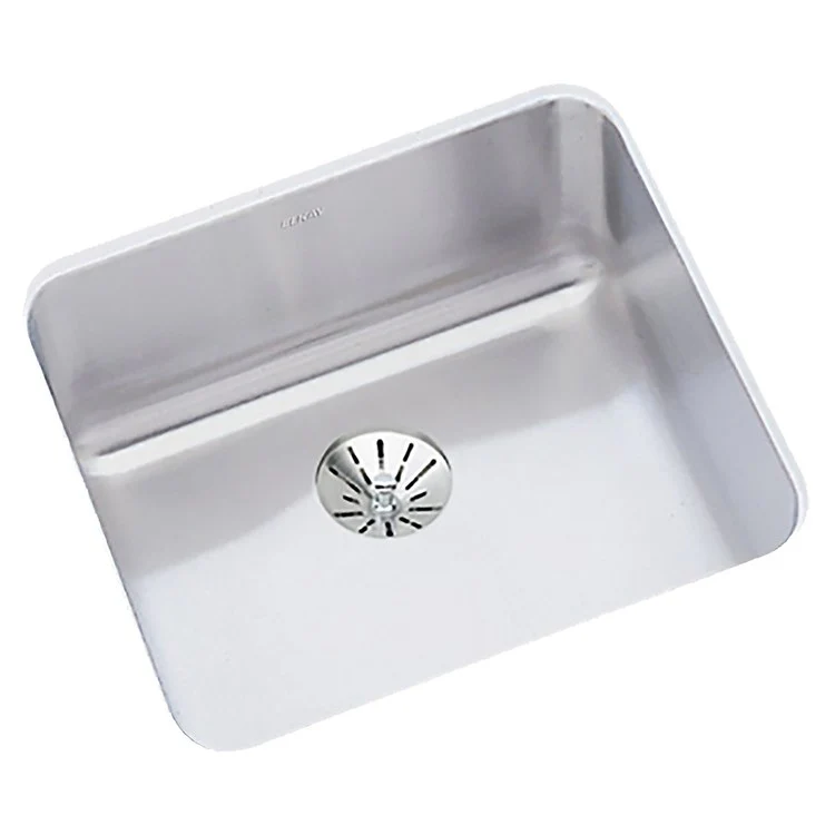 Kitchen Sink Lustertone 14.5 x 14.5 Inch Single Bowl with Perfect Drain ADA Lustrous Highlighted Satin Undermount Square Drain Location Center Depth 5-1/2 Inch Full Spray Sides and Bottom with Bottom Only Pads - Frankwebs
