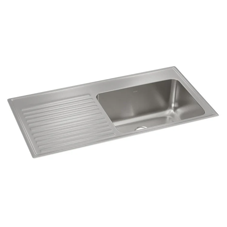 Kitchen Sink Lustertone Classic 43 x 22 Inch Single Bowl with Left Drainboard Lustrous Satin Drop-In 10 Inch - Frankwebs